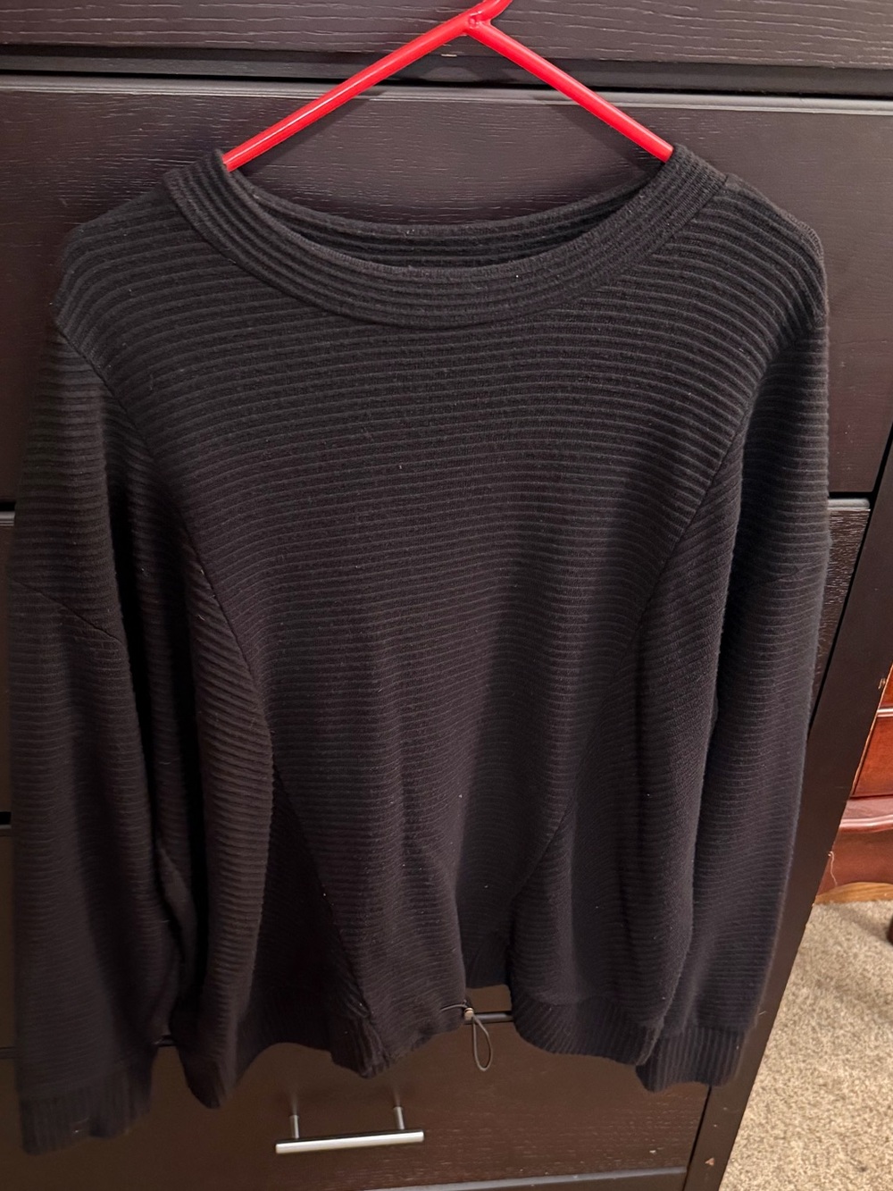 Simply Vera Vera Wang Black Ribbed Crewneck Top